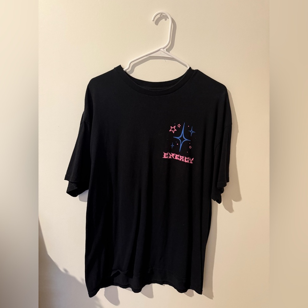Black Graphic Tee with Energy Design
